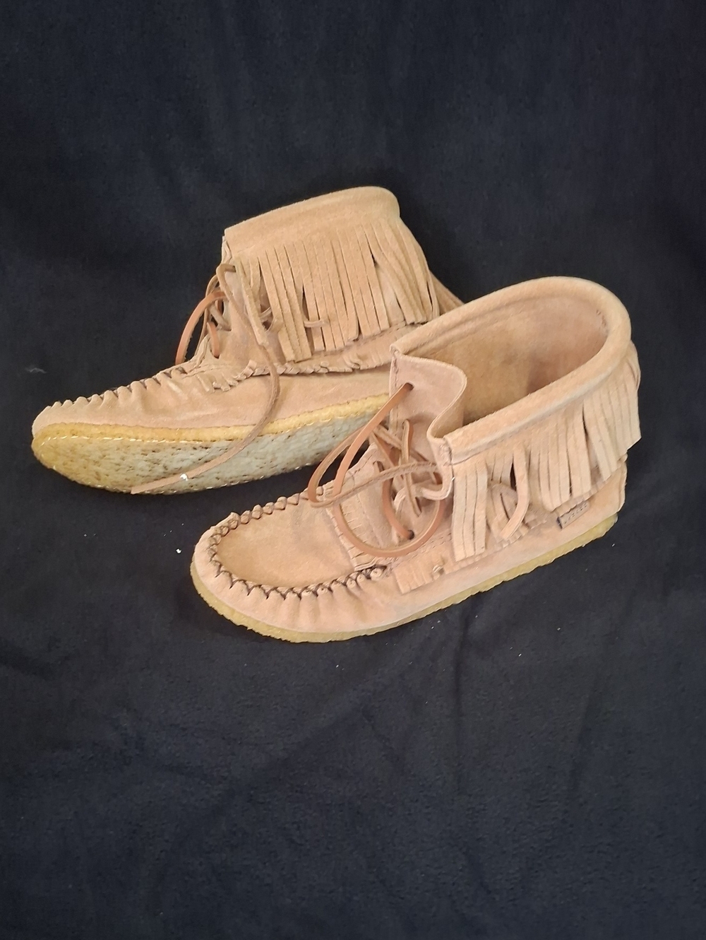 Suede Fringe Moccasin Booties. Brand New.